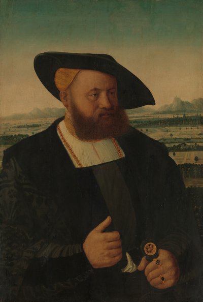 Portret van een Man met een Morenhoofd op Zijn Zegelring door Conrad Faber von Creuznach