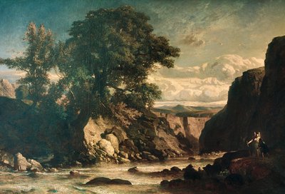 Landschap met Tobias en engel, door Constant Troyon (1810-65) door Constant Emile Troyon