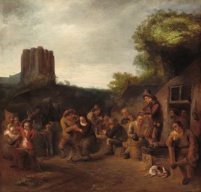 Gezelligheid bij de herberg door Constantin Daniel van Renesse