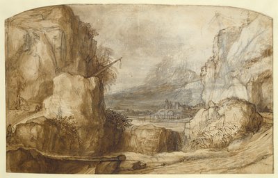 Bergachtig landschap door Constantin Daniel van Renesse
