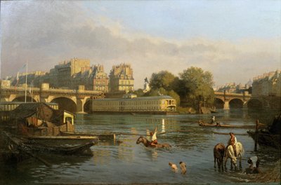 Pont Neuf en Ile de la Cite, Parijs ... door Constantin Emile Meunier