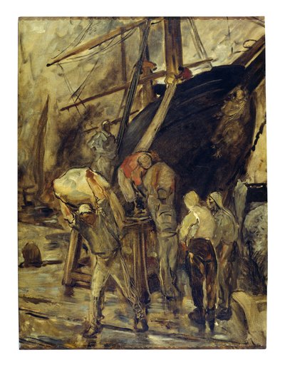 Het lossen van het schip door Constantin Emile Meunier