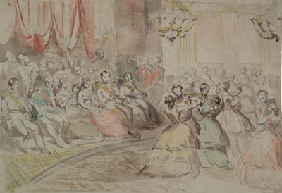 Een Staatsbal, Vermoedelijk met Napoleon III door Constantin Guys