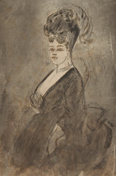 Driekwart Lengte Portret van een Vrouw door Constantin Guys