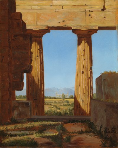 Zuilen van de Tempel van Neptunus in Paestum, 1838 door Constantin Hansen