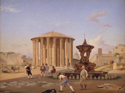 Piazza della Bocca della Verità met de zogenaamde Vesta Tempel in Rome door Constantin Hansen