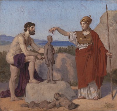 Prometheus vormt de mens uit klei door Constantin Hansen