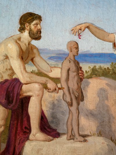 Prometheus boetseert mens uit klei door Constantin Hansen