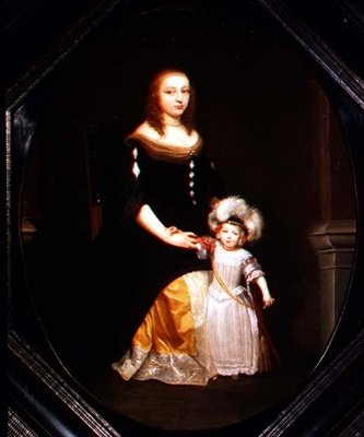 Een Moeder en Dochter in een Interieur door Constantin Netscher