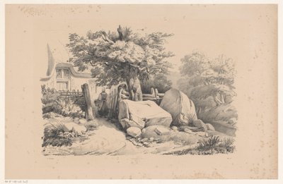 Landschap met toegangspoort naar woonhuis Het Landschap (serietitel) door Constantinus Cornelis Huysmans