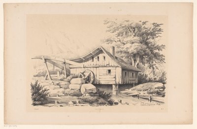 Watermolen in berglandschap door Constantinus Cornelis Huysmans