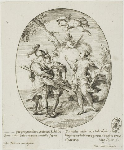 Aeneas, Venus en Achates door Conte Pietro Antonio Rotari