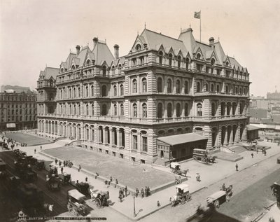 Uitzicht op het Postkantoor en Douanehuis aan Clark Street en Jackson Blvd., Chicago, 1889 door Copelin and Hine Copelin and Hine