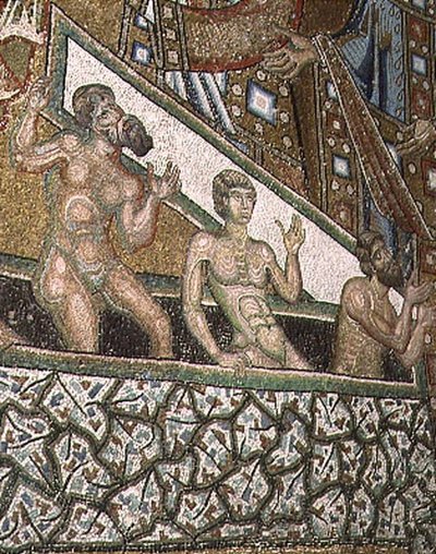 Het Laatste Oordeel, detail van de verdoemden die de hel binnengaan, van het gewelf boven de apsis door Coppo di Marcovaldo