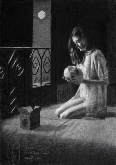 Contemplatieve vrouw met een schedel in haar handen door Corné Akkers