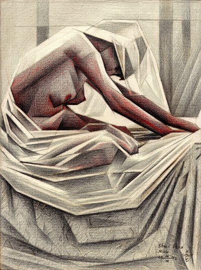 Melancholische kubistische figuur door Corné Akkers