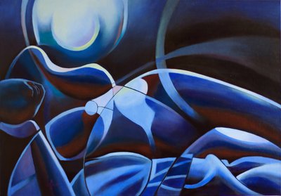 Blauw figuur in het maanlicht door Corné Akkers