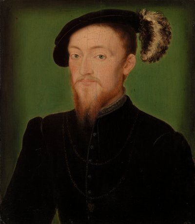 Man met een veer in de hoed door Corneille de Lyon