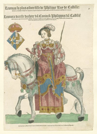Portret van Eleonora van Frankrijk te paard door Cornelis Anthonisz. (manner of)
