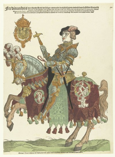 Portret van Ferdinand I van Oostenrijk te paard door Cornelis Anthonisz. (manner of)