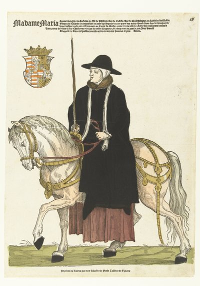 Portret van Maria van Hongarije te paard door Cornelis Anthonisz. (manner of)
