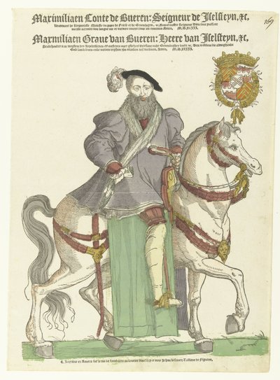 Portret van Maximiliaan van Buren te paard door Cornelis Anthonisz. (manner of)