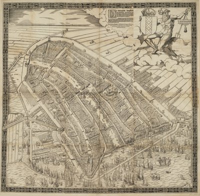 German: Die berühmte Handelsstadt Amsterdam
Dutch: De vermaerde koopstadt van Amstelredam door Cornelis Anthonisz.