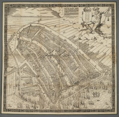 German: Die berühmte Handelsstadt Amsterdam
Dutch: De vermaerde koopstadt van Amstelredam door Cornelis Anthonisz.