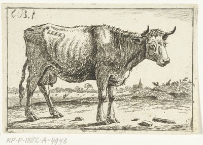 Landschap met koe door Cornelis  Bisschop