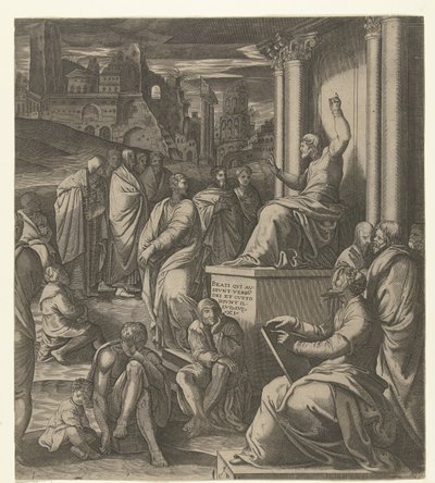 Christus preekt voor het volk door Cornelis Bos (possibly)