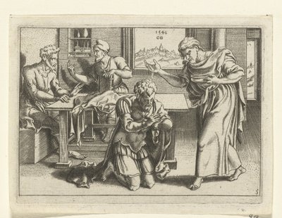 Ananias doopt Paulus door Cornelis Bos