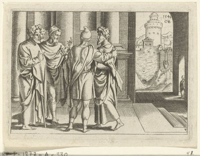 Barnabas brengt Paulus naar de apostelen door Cornelis Bos