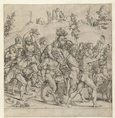 Triomf van Bacchus, midden plaat door Cornelis Bos