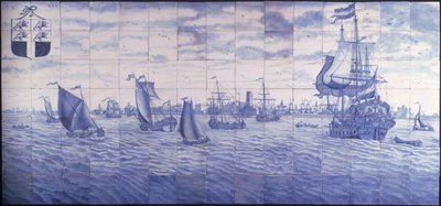 Een panoramisch uitzicht op de haven van Rotterdam, c.1700 door Cornelis Boumeester