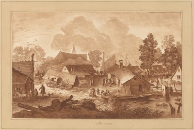 Dorp met Vijver door Cornelis Brouwer