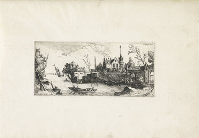 Rivierlandschap met een roeiboot door Cornelis Claesz van Wieringen (possibly)