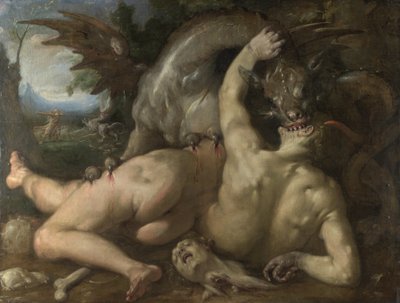 Twee volgelingen van Cadmus verslonden door een draak, 1588 door Cornelis Cornelisz. Haarlem van
