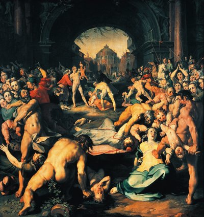 Kindermoord, centraal paneel van drieluik, door Cornelis Cornelisz van Haarlem door Cornelis Cornelisz. van Haarlem