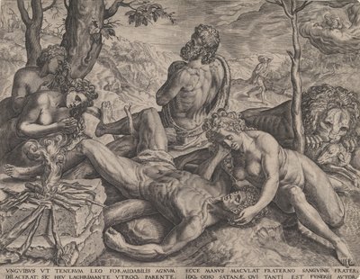 Adam en Eva Treuren om de Dood van Abel, 1564 door Cornelis Cort