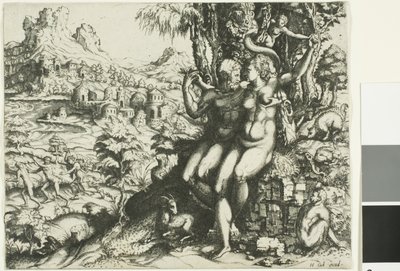 Adam en Eva en de Verdrijving uit het Paradijs door Cornelis Cort