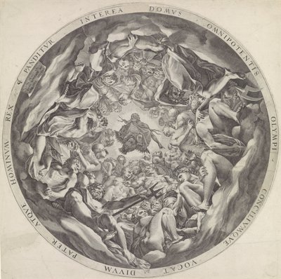 Bijeenkomst van goden op de Olympus door Cornelis Cort