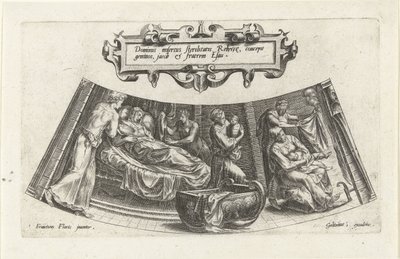 De geboorte van Jakob en Esau door Cornelis Cort