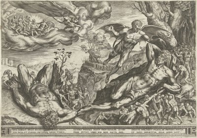 Hercules en de pygmeeën door Cornelis Cort