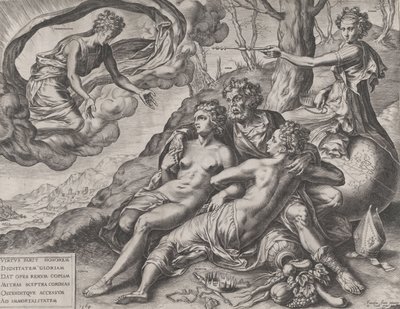 De Onsterfelijke Beloningen van Deugd, 1564 door Cornelis Cort