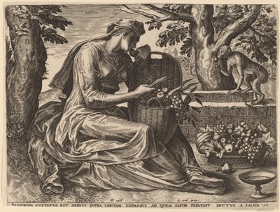 Gustus door Cornelis Cort after Frans Floris I