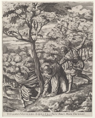 De Moord op Sint Petrus Martyr door Cornelis Cort, after Titian