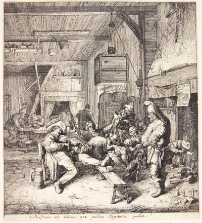 Vioolspeler in een herberg door Cornelis Dusart