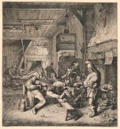 Violist zittend in de herberg door Cornelis Dusart