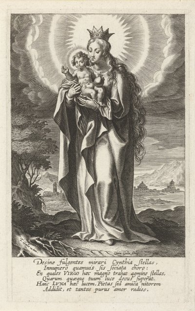 Gekroonde Maria met Kind door Cornelis Galle (I)