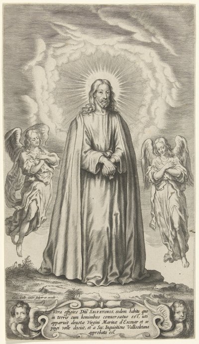 Christus met twee engelen door Cornelis Galle (II)